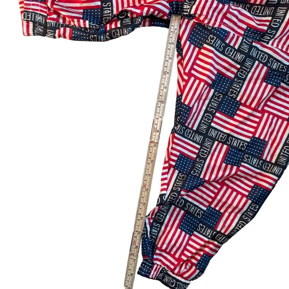Vintage USA Flag Print Jacket By Solare Sporta M 100% Nylon Shell & Polyester Li - Picture 7 of 7
